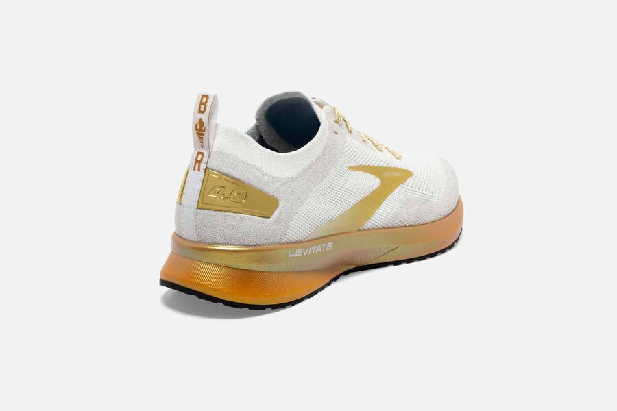 Brooks Levitate 4 Road Running Shoes Womens - White/Gold - VFEHG-3150